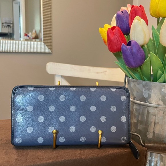 Loewe blue and white polka dot zip around wallet *WITH BOX* - Picture 3 of 15